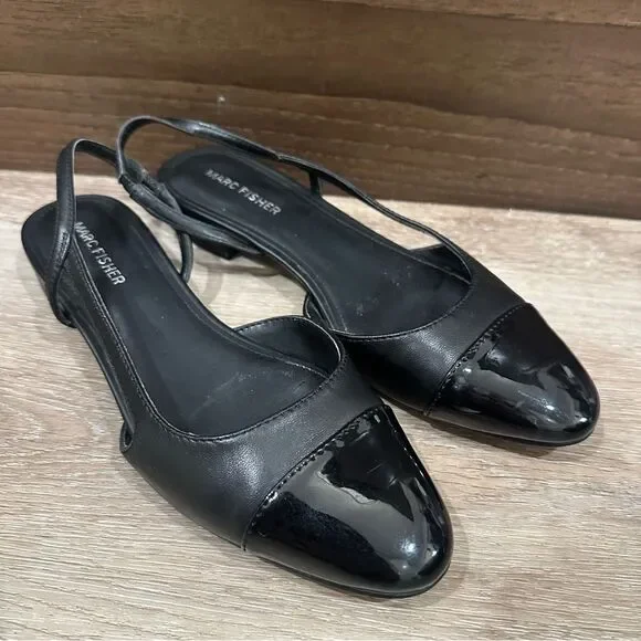 Marc Fisher Dela Closed Toe Sling Back Dress Flat Black Size 7 - Picture 2 of 13